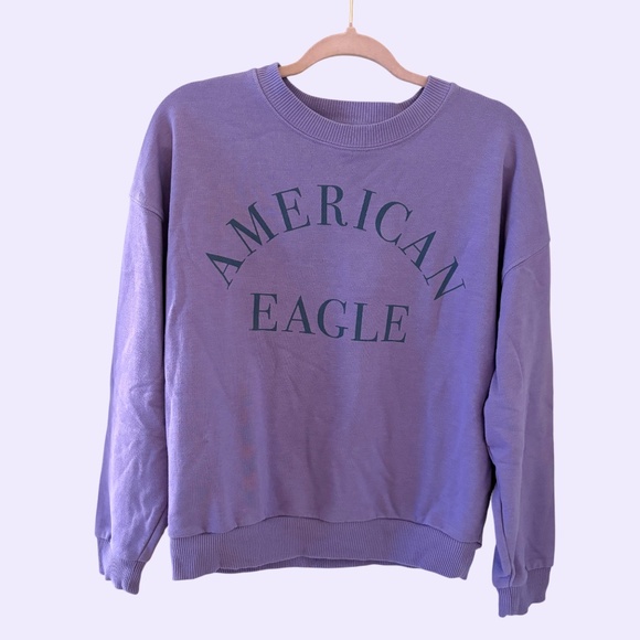 American Eagle Lilac Purple Logo Crewneck Sweatshirt Medium - Picture 1 of 7